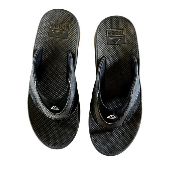 Reef Fanning black thong, flip flops, slip on sandals, Kids size 2 - Picture 3 of 6